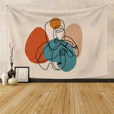 Lofaris Black Line Abstract Pattern Funny Family Wall Tapestry